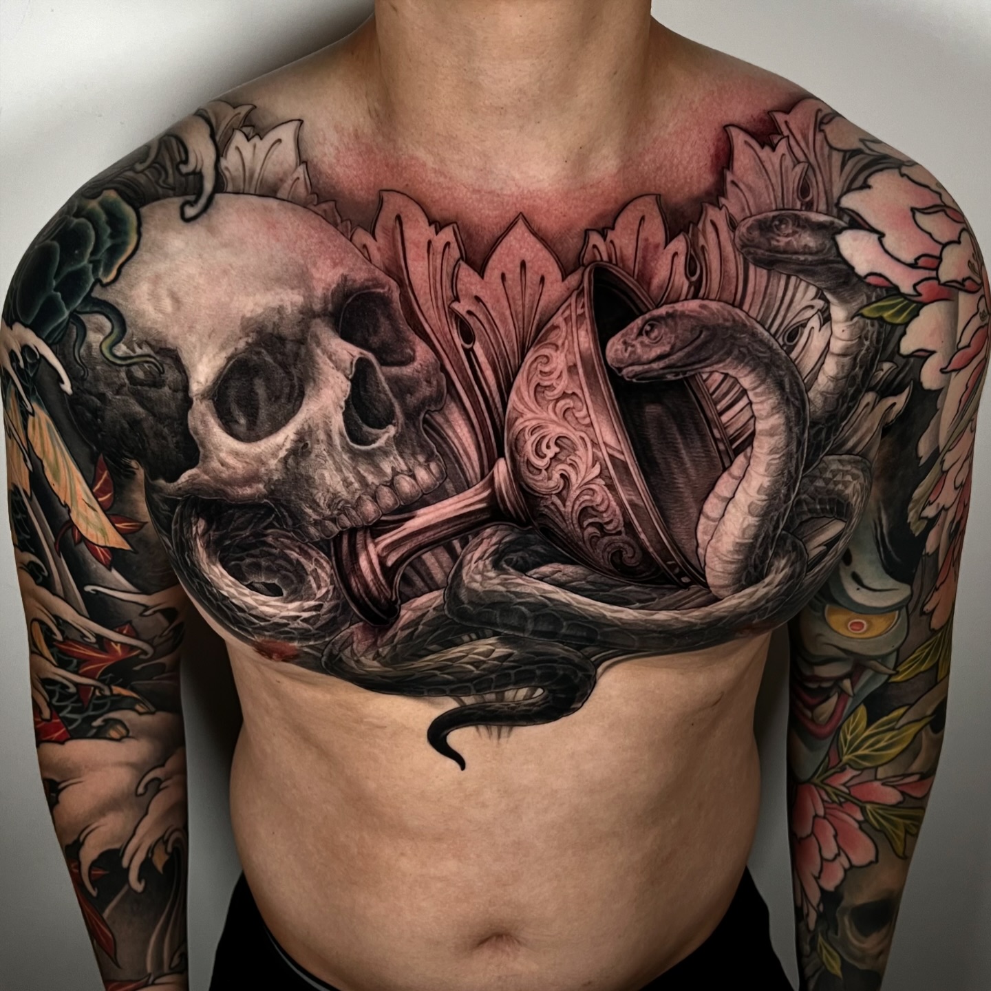 Skull & Serpent — tattoo by Mads Thill